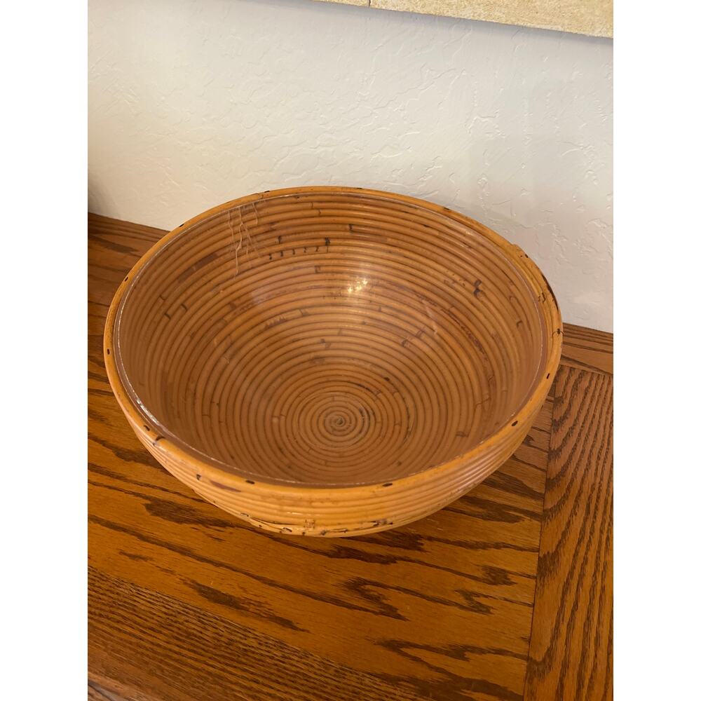 Vintage Italian Pencil Reed Bamboo Bowl Mid Century Made in Italy - Picture 10 of 10